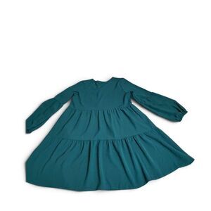 Green Long Sleeve Tiered Dress Size L